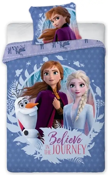 Billede af Frozen Junior sengetøj 100x140 cm - Frost 2 Anna og Elsa junior sengesæt - 2 i 1 design - 100% bomuld